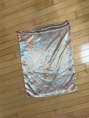 Kitsch Satin Pillowcase in sunset tie-dye peaches and blues Standard Pillow Size